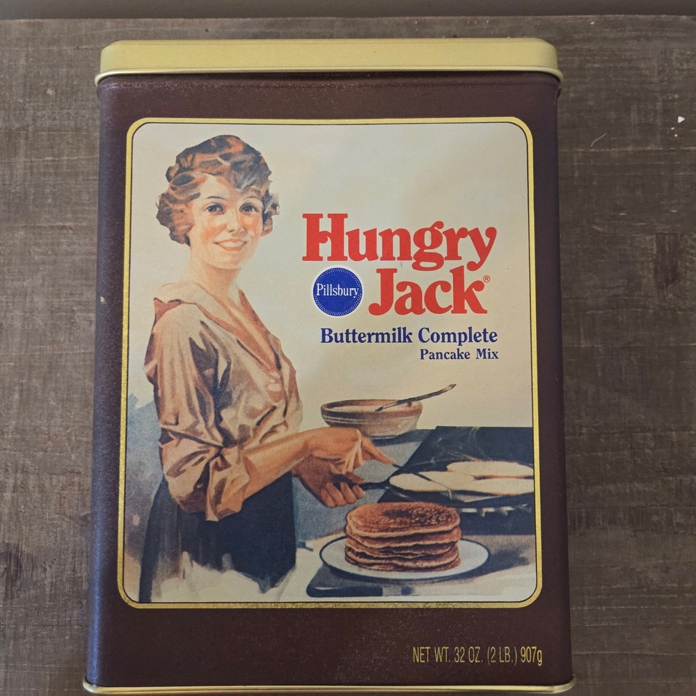 Vintage Pillsbury Hungry Jack Buttermilk Pancake Mix Tin Advertising Canister